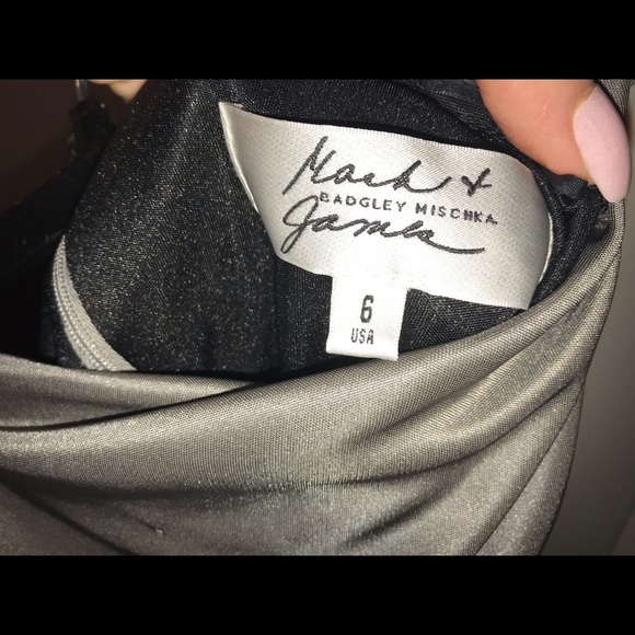 Designer Badgley Mischka Strapless Grey Mini Dress - Picture 8 of 8